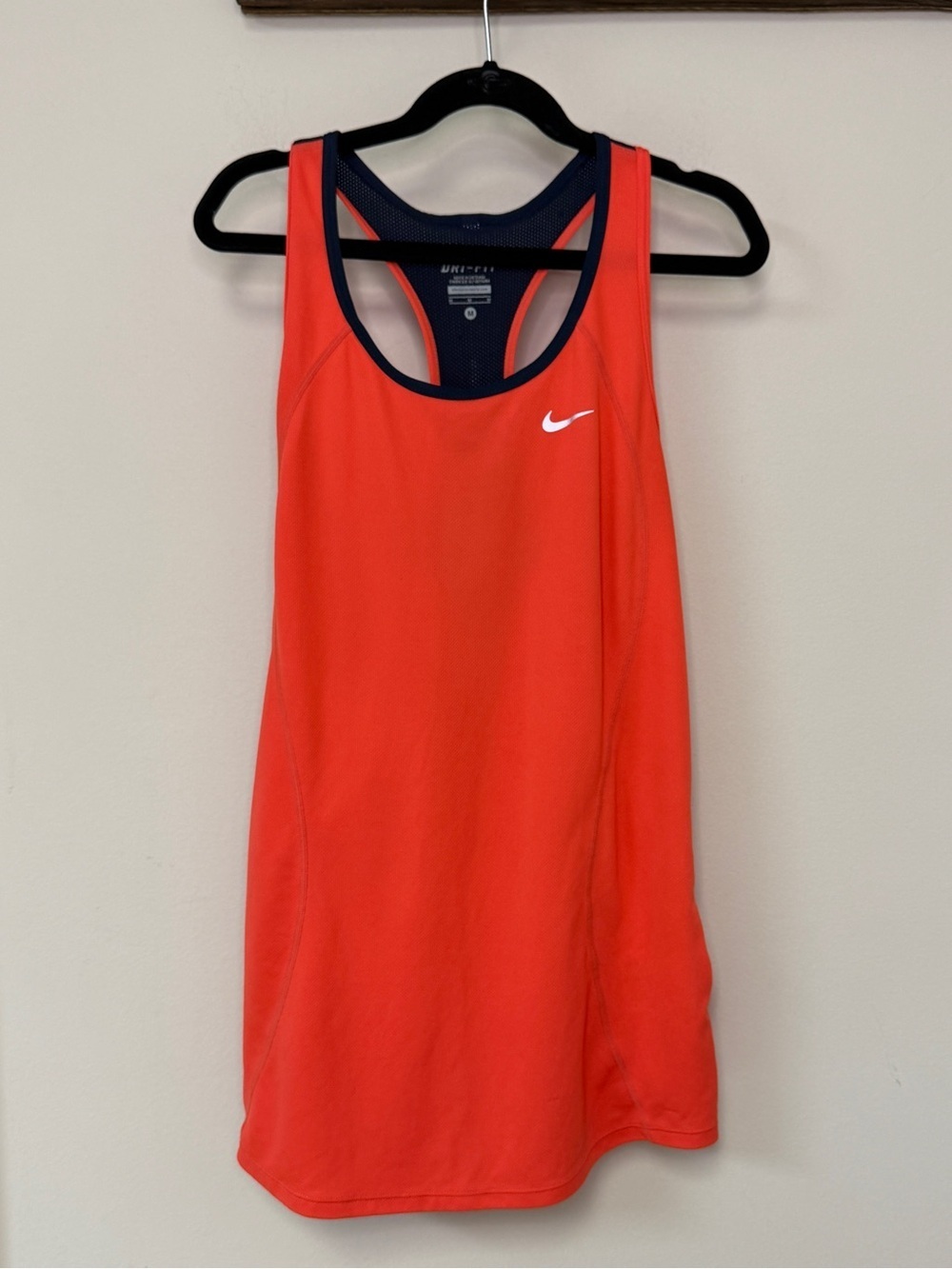 Nike: Women's Orange & Navy Dri-Fit Racerback Tank, Size M
